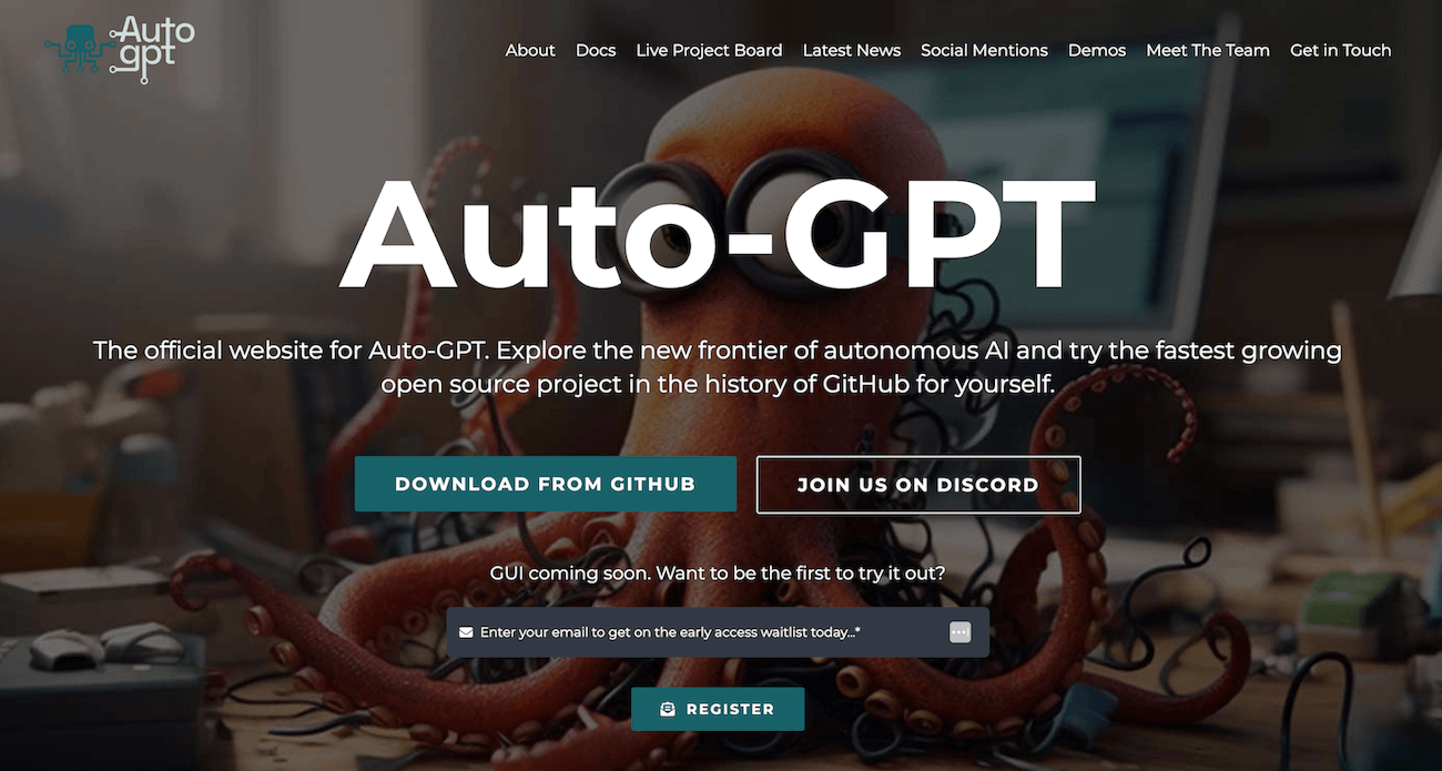 Auto-GPT homepage: Explore the new frontier of autonomous AI