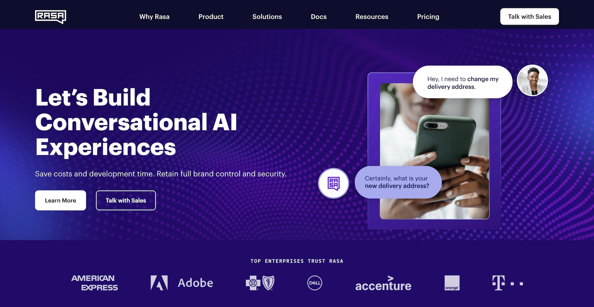 Rasa homepage: Let's Build Conversational AI Experiences