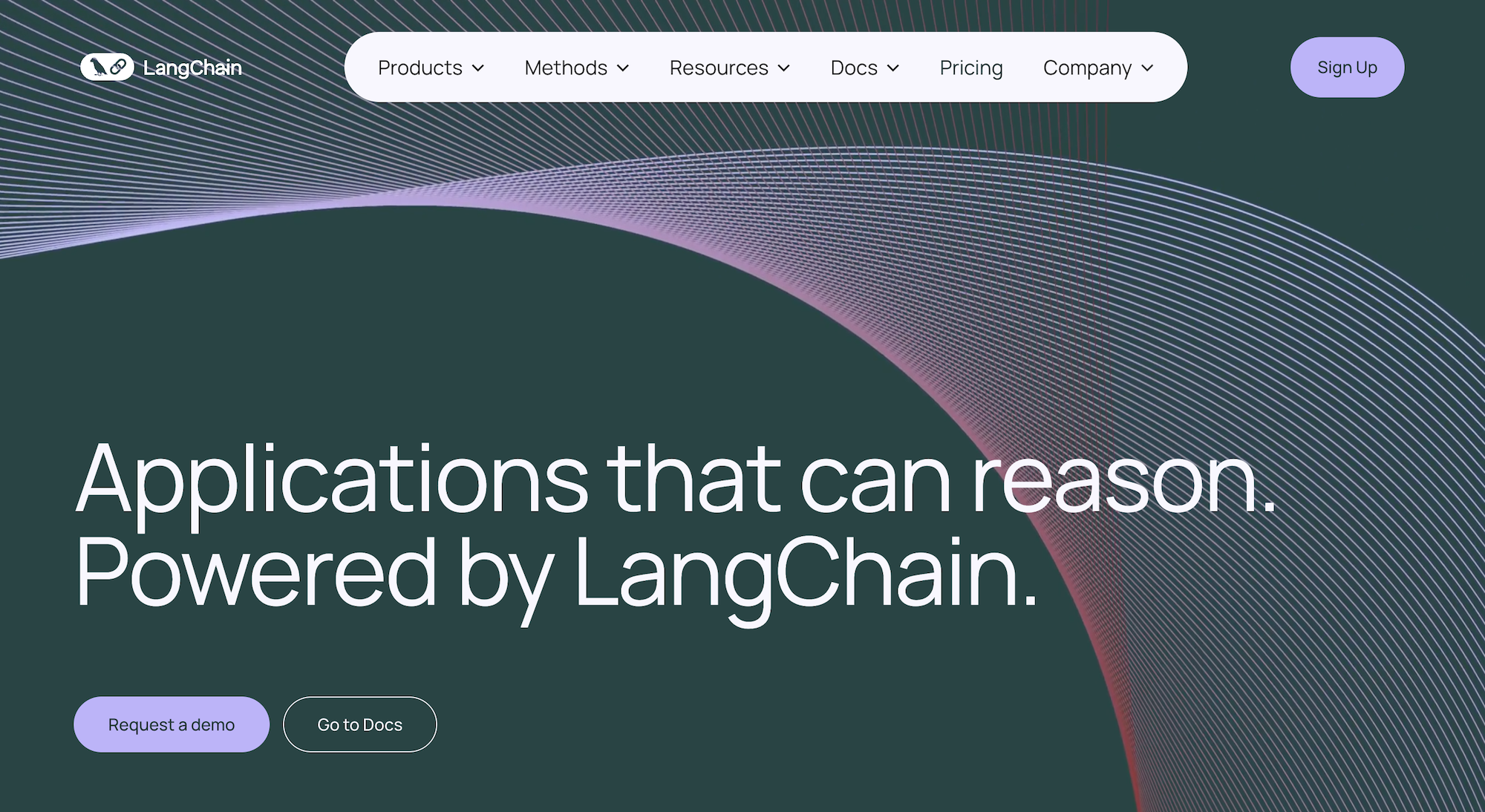 LangChain homepage: Applications that can reason. Powered by LangChain.