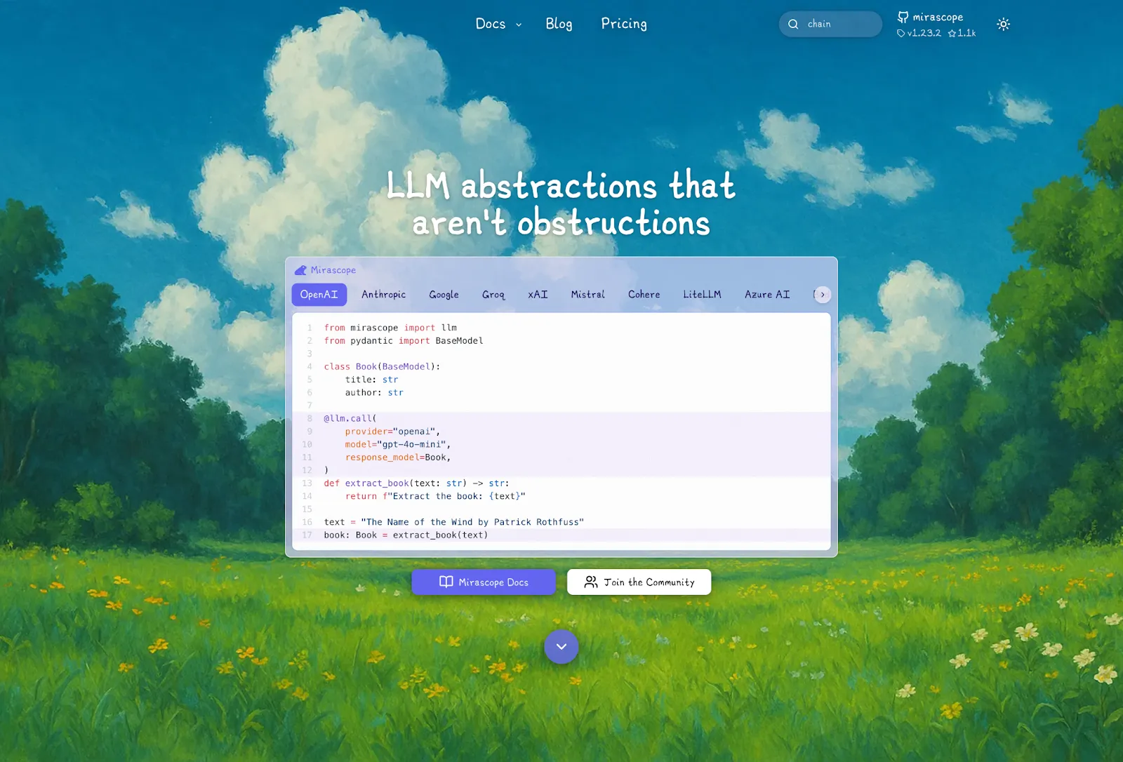 Mirascope Homepage