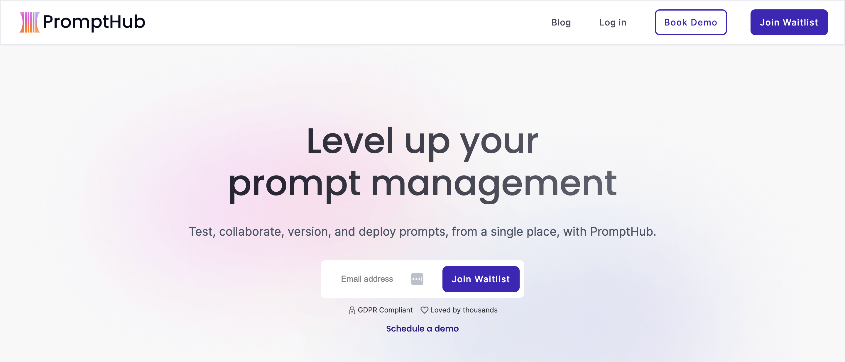 PromptHub homepage: Level up your prompt management