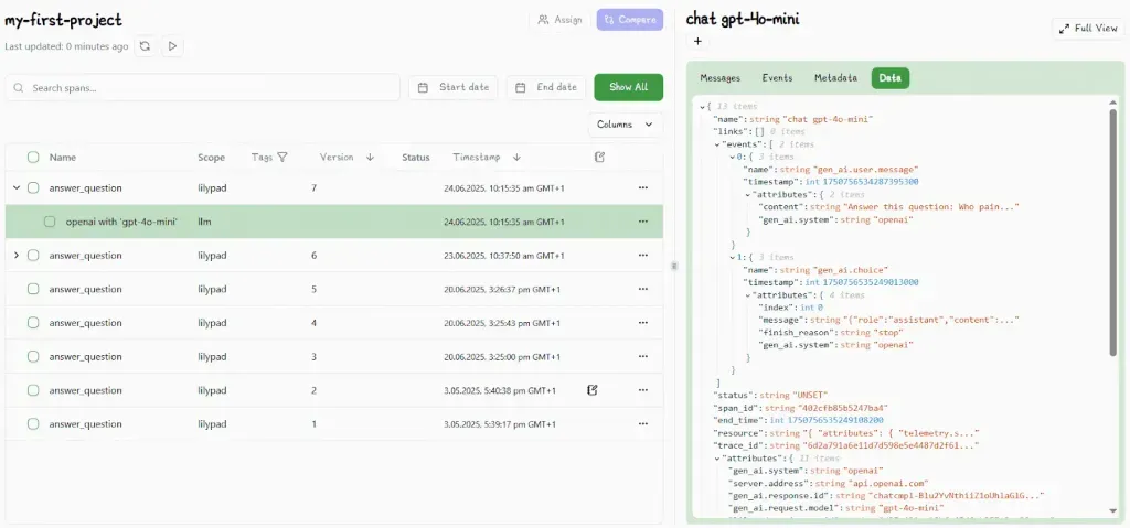 Lilypad OpenTelemetry Data