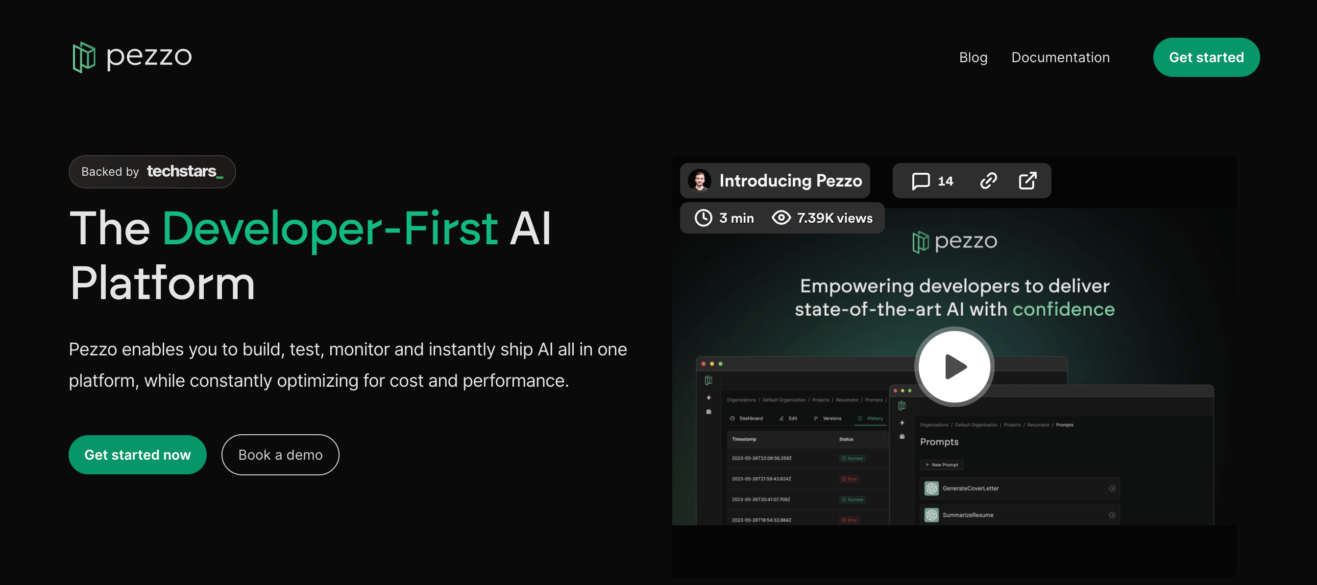 Pezzo homepage: The Developer-First AI Platform